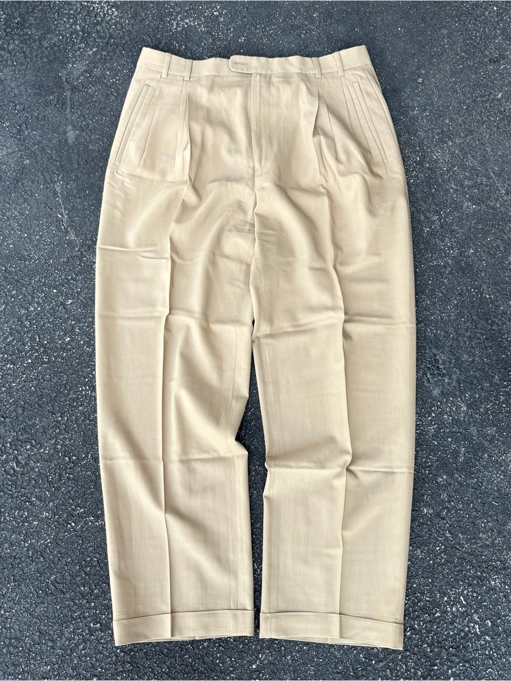 Zanella Jesse Mens Wool Pleated Dress Pants 35x30 Tan Beige Cuffed Slacks Italy⁠